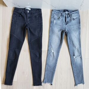Zara Jeans Lot Womens 26 Black Grey Moto Skinny Denim Bundle Lot of 2